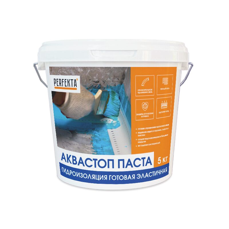 ФасадКерамика — В продаже Гидроизоляция готовая эластичная Аквастоп Паста, 5 кг