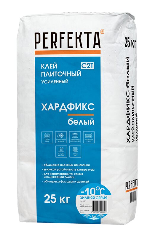 ФасадКерамика — В продаже Клей плиточный усиленный Хардфикс Белый C2 Т Зимняя серия, 25 кг